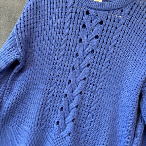 On 34th Sweater Crewneck Fisherman Cable Knit Sweater NWT Pullover Preppy Sail - Picture 13 of 14